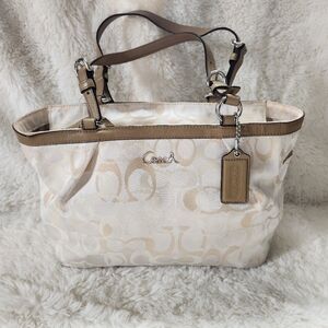 Coach Gallery 3 Color Sateen Signature Tote F17881